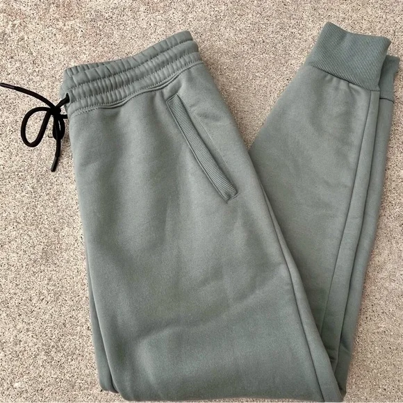 Thletex Green Jogger Pants Men Medium 32x27.5” Pull On Drawstring Poly Thick - Picture 4 of 8